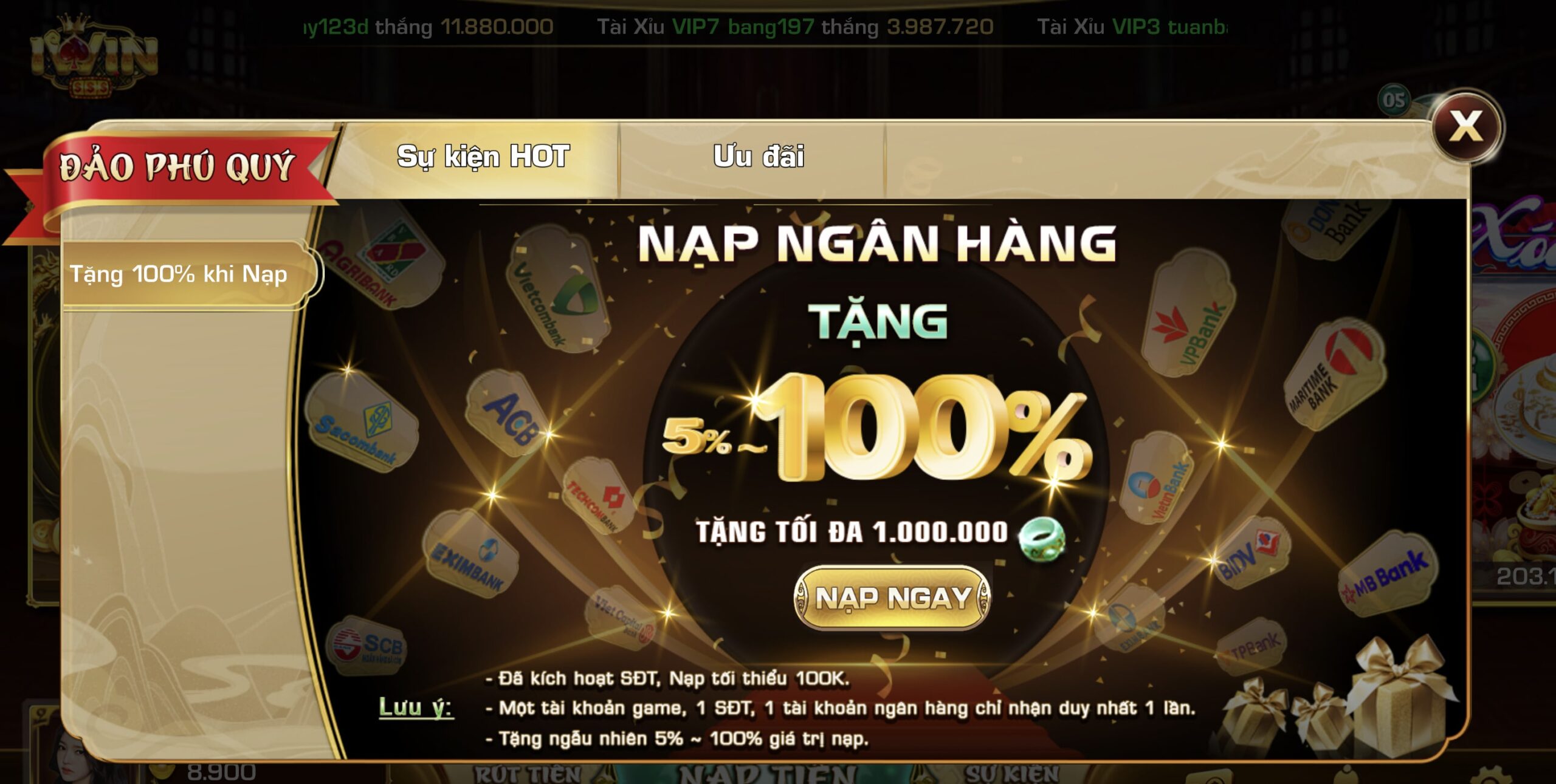 Tổng hợp những khuyến mãi tại cổng game Iwin