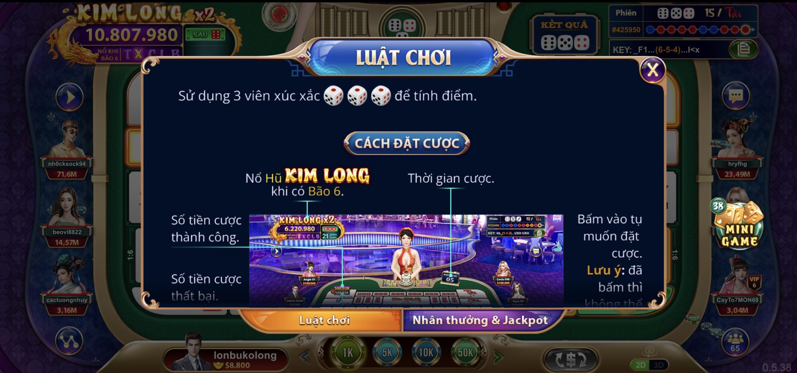 Luật chơi cược trong game tài xỉu sicbo Iwin