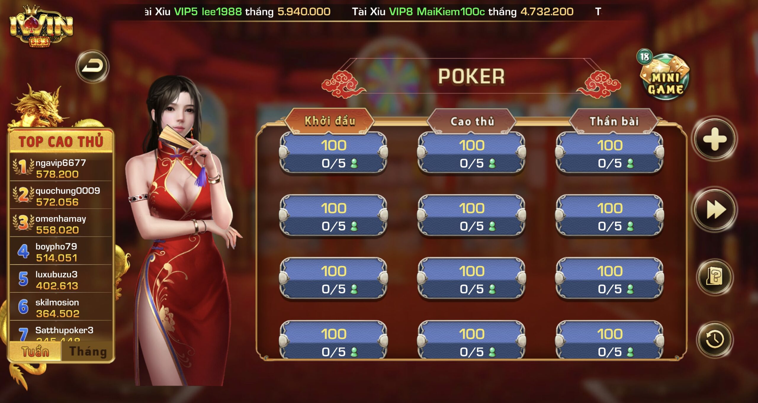 Mẹo chơi game bài Poker Iwin cực hay